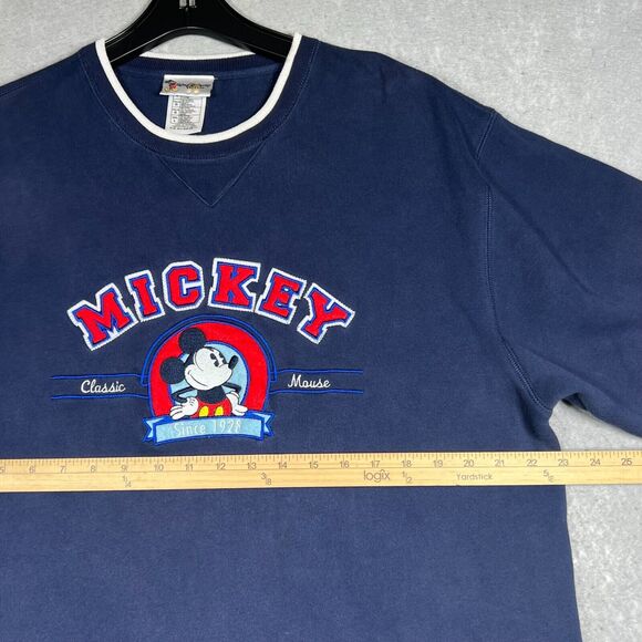 Vintage 90's Disney Crewneck Classic Mickey Mouse Since 1928 Embroidered Large - Picture 5 of 8